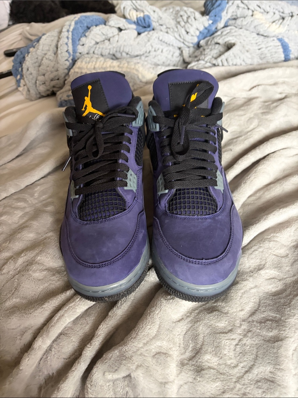 Jordan Men’s Sneakers in Purple with Black and Yellow Accents